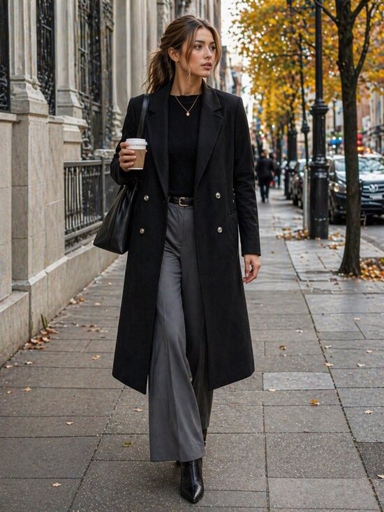 Missguided Jackets & Blazers - Missguided Black Double-Breasted Longline Coat With Crest Buttons Size 8 US NWT